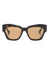 Gucci Logo-plaque Oversize-frame Sunglasses In 褐色