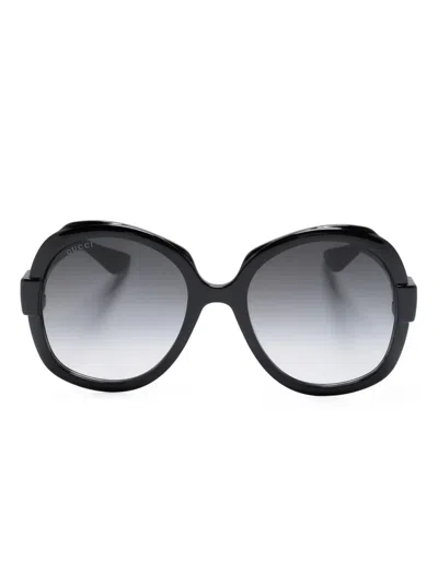 Gucci Logo-plaque Oversize-frame Sunglasses In Black