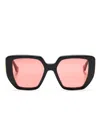 Gucci Logo-plaque Oversize Sunglasses In Schwarz