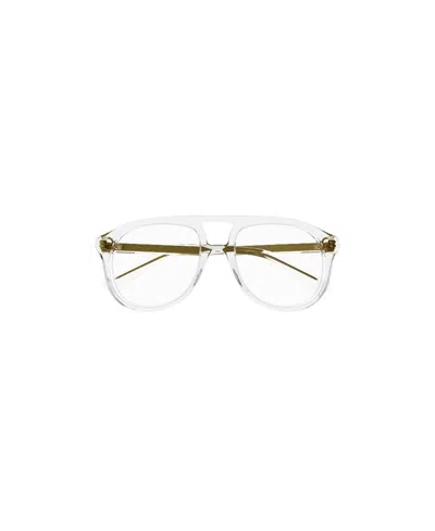 Gucci Logo-plaque Pilot-frame Glasses In White