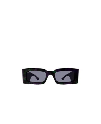 Gucci Logo-plaque Rectangle-frame Sunglasses In Black