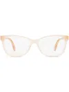 Gucci Logo-plaque Rectangular-frame Glasses In Pink