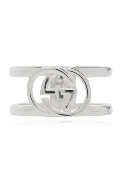 Gucci Logo Plaque Ring In Metallic