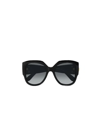 Gucci Logo-plaque Round-frame Sunglasses In Black Black Grey