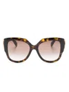Gucci Logo-plaque Round-frame Sunglasses In Braun