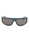 Gucci Logo-plaque Shield-frame Sunglasses In Blue