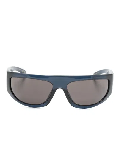 Gucci Logo-plaque Shield-frame Sunglasses In Blue