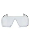 Gucci Logo-plaque Shield-frame Sunglasses In Grey