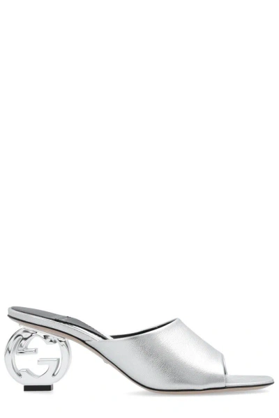 Gucci Logo Plaque Slip In Silver