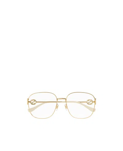 Gucci Logo-plaque Square-frame Glasses In White