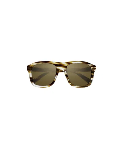 Gucci Logo-plaque Square-frame Sunglasses In Green