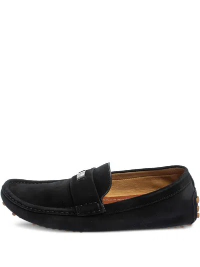 Pre-owned Gucci Logo-plaque Suede Loafers