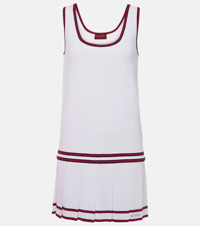 Gucci Logo Pleated Minidress In White