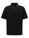 Gucci Stretch Cotton Blend Polo Shirt W/ Web In Black