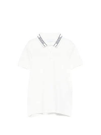 Gucci Kids' Logo Polo Shirt In White