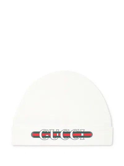 Gucci Babies' Logo-print Beanie In White