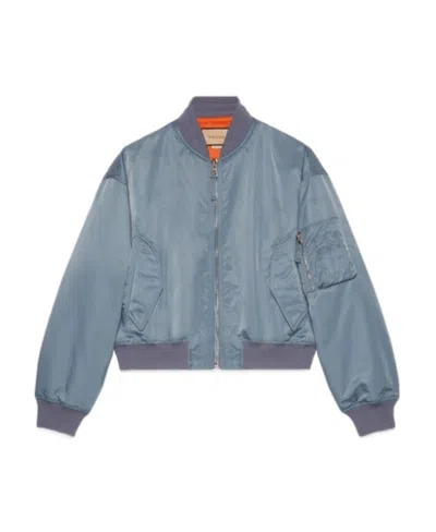 Gucci Logo-print Bomber Jacket In Gray