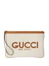Gucci Logo-print Canvas Clutch Bag In Neutrals