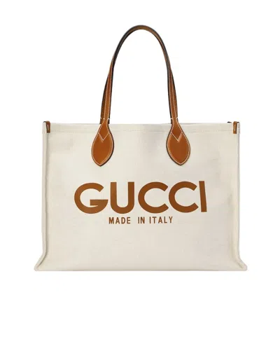 GUCCI GUCCI LOGO PRINTED MEDIUM TOTE BAG