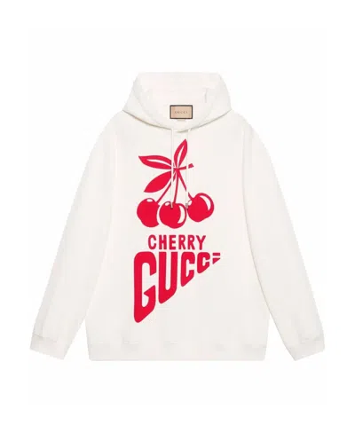 Gucci Logo-print Cotton Hoodie In White