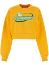 Gucci Crew Neck Cropped Sweatshirt With Graphic Print In Yellow