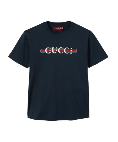 GUCCI GUCCI LOGO PRINTED JERSEY T-SHIRT