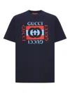 Gucci Men Printed Cotton Jersey T-shirt In Blue