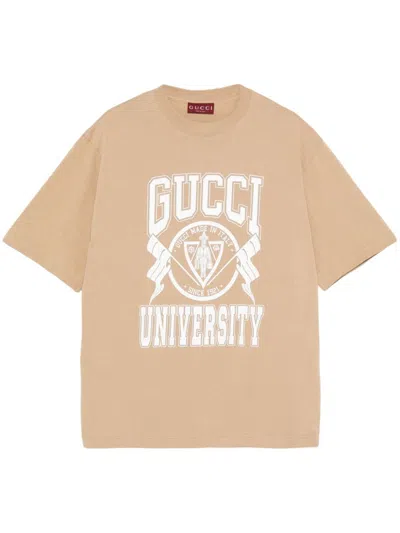 Gucci Logo-print Cotton T-shirt In Neutrals