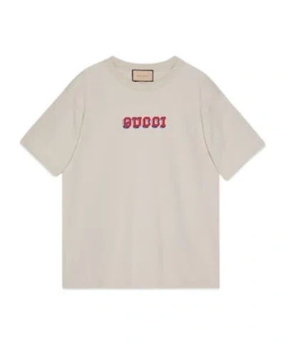 Gucci Logo-print Cotton T-shirt In Nude