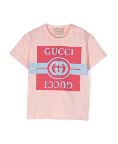 Gucci Logo-print Cotton T-shirt In Pink