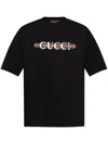Gucci Printed Cotton T-shirt In Schwarz