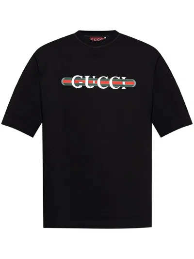 Gucci Logo-print Cotton T-shirt In Black
