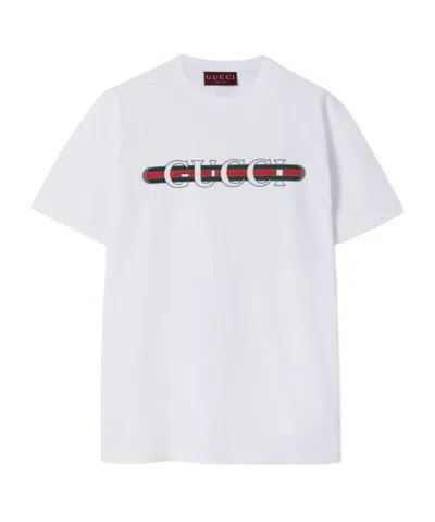 GUCCI GUCCI LOGO PRINTED CREWNECK T-SHIRT