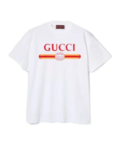 GUCCI GUCCI LOGO PRINTED CREWNECK T-SHIRT
