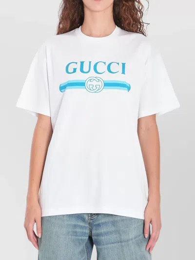 GUCCI LOGO PRINT CREW NECK T-SHIRT IN SOFT COTTON