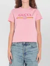 Gucci Printed Logo T-shirt In Pink