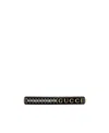 Gucci Logo-print Crystal-embellished Hair Clip In Black