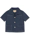 Gucci Logo-print Denim Jacket In Blue