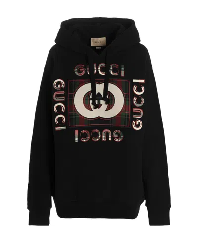 Gucci Logo-print Drawstring Hoodie In Black