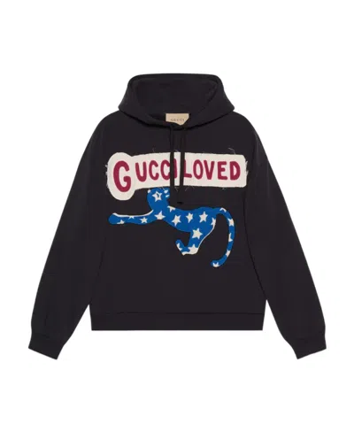 GUCCI LOGO-PRINT EMBROIDERED HOODIE