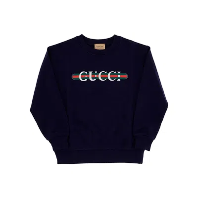 Gucci Logo Print French Terry Sweatshirt Kids In Black