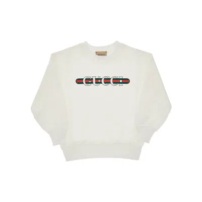 Gucci Logo Print French Terry Sweatshirt Kids In White