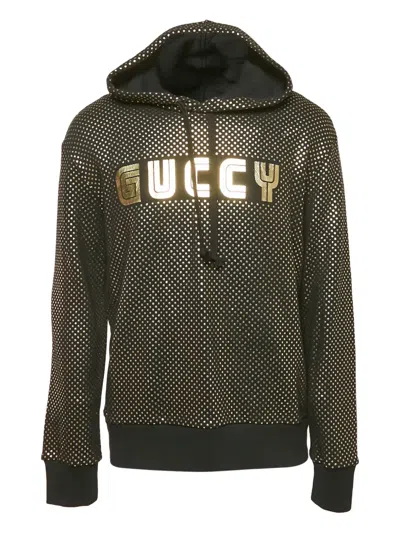 Pre-owned Gucci Logo-print Hoodie In Black