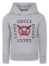 Gucci Logo-print Hoodie In Grey