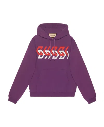 Gucci Logo-print Hoodie In Purple