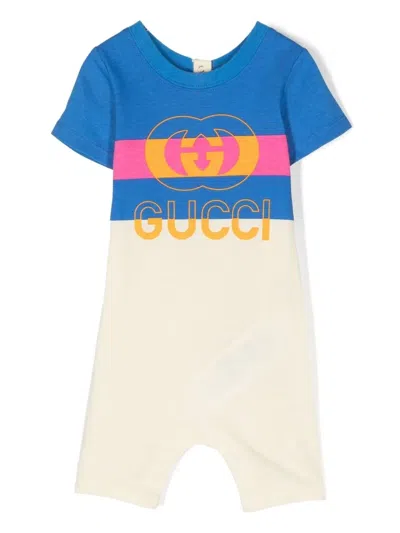 Gucci Babies' Logo-print Jersey Shortie In Blue
