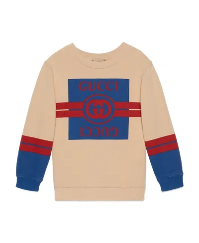 Gucci Logo-print Jersey Sweatshirt In Nude