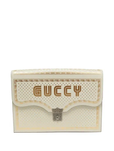 Pre-owned Gucci Logo-print Leather Clutch Bag