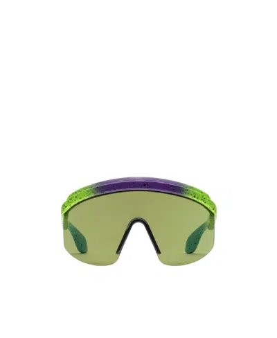 Gucci Logo-print Mask-frame Sunglasses In Green
