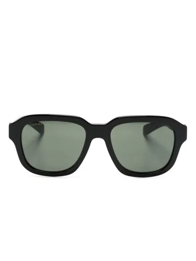 Gucci Logo-print Oversize Sunglasses In Black